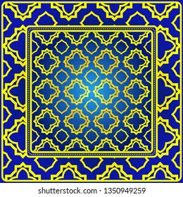 Design With Abstract Hand Drawn Geometric Pattern With Decorative Element. Vector Illustration. Template Design For Card, Shawl, Bandanna, Fashion Print.