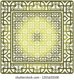 Design With Abstract Hand Drawn Geometric Pattern With Decorative Element. Vector Illustration. Template Design For Card, Shawl, Bandanna, Fashion Print.