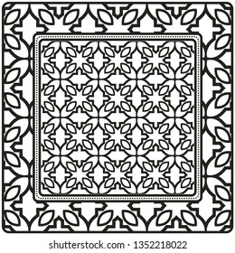Design With Abstract Hand Drawn Geometric Pattern With Decorative Element. Vector Illustration. Template Design For Card, Shawl, Bandanna, Fashion Print.