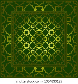 Design With Abstract Hand Drawn Geometric Pattern With Decorative Element. Vector Illustration. Template Design For Card, Shawl, Bandanna, Fashion Print.