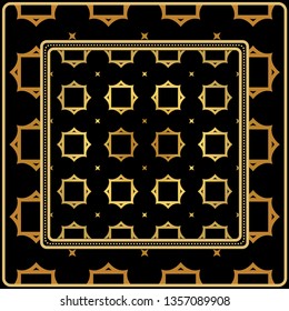 Design With Abstract Hand Drawn Geometric Pattern With Decorative Element. Vector Illustration. Template Design For Card, Shawl, Bandanna, Fashion Print.