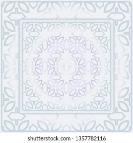 Design With Abstract Hand Drawn Geometric Pattern With Decorative Element. Vector Illustration. Template Design For Card, Shawl, Bandanna, Fashion Print.