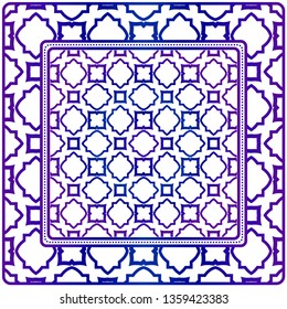 Design With Abstract Hand Drawn Geometric Pattern With Decorative Element. Vector Illustration. Template Design For Card, Shawl, Bandanna, Fashion Print.