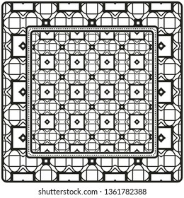 Design With Abstract Hand Drawn Geometric Pattern With Decorative Element. Vector Illustration. Template Design For Card, Shawl, Bandanna, Fashion Print.