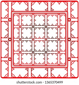 Design With Abstract Hand Drawn Geometric Pattern With Decorative Element. Vector Illustration. Template Design For Card, Shawl, Bandanna, Fashion Print.