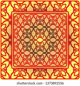 Design With Abstract Hand Drawn Geometric Pattern With Decorative Element. Vector Illustration. Template Design For Card, Shawl, Bandanna, Fashion Print.