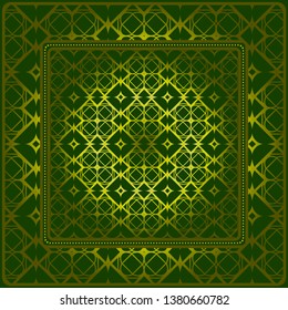 Design With Abstract Hand Drawn Geometric Pattern With Decorative Element. Vector Illustration. Template Design For Card, Shawl, Bandanna, Fashion Print.