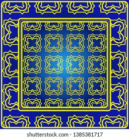 Design With Abstract Hand Drawn Geometric Pattern With Decorative Element. Vector Illustration. Template Design For Card, Shawl, Bandanna, Fashion Print.