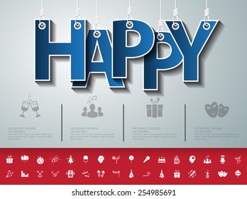 Design abstract infographic front on the rope.Vector/illustration.party icon set.