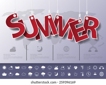 Design abstract infographic front on the rope.Vector/illustration.weather icon set.