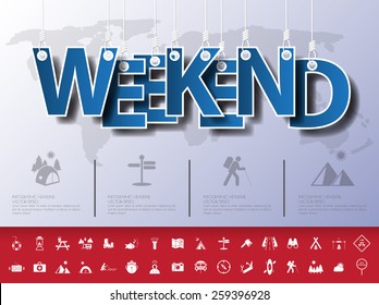 Design abstract infographic front on the rope.Vector/illustration.weekend icon set.