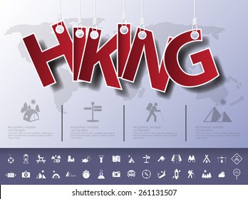 Design abstract infographic front on the rope.Vector/illustration.hiking icon set.