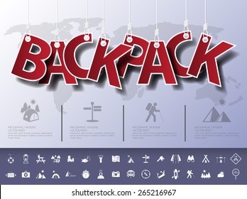 Design abstract infographic front on the rope.Vector/illustration.backpack icon set.