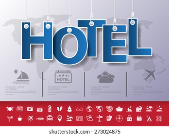 Design abstract infographic front on the rope.Vector/illustration.hotel icon set.