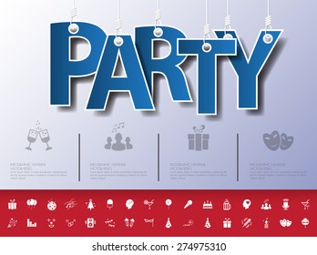 Design abstract infographic front on the rope.Vector/illustration.party icon set.