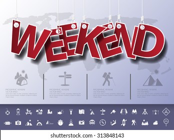 Design abstract infographic front on the rope.Vector/illustration.weekend icon set.