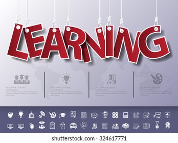 Design abstract infographic front on the rope.Vector.Learning icon set.