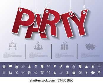Design abstract infographic front on the rope.Vector/illustration.party icon set.
