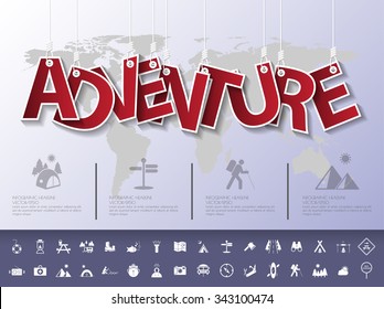 Design abstract infographic front on the rope.Vector/illustration.backpack icon set.