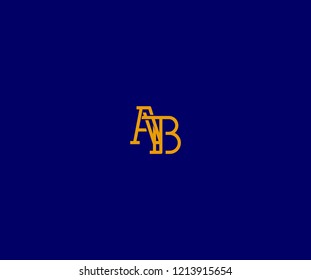 Design Abstract Initial Letter AB Linked Linear Golden Shape Logotype