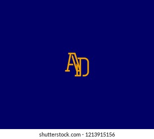 Design Abstract Initial Letter AD Linked Linear Golden Shape Logotype