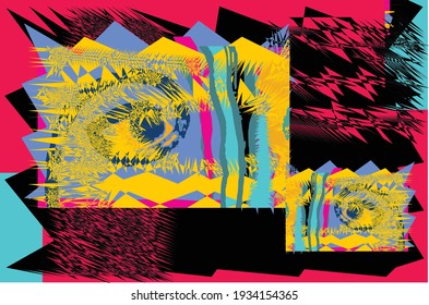 Design abstract and intimate sureal face trends graphic art