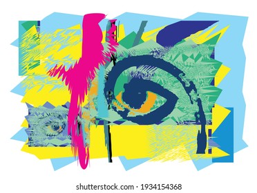 Design abstract and intimate surreal face trends graphic art