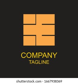 Design an abstract logo from the letter E in dark yellow on a black background. Suitable for use as any corporate identity