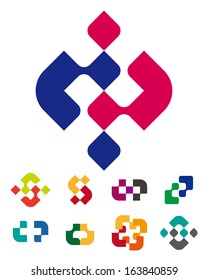 Design abstract logo vector template.  "c", "p", "b",  "d", "s" letters icon set. You can use in the commerce,  medical, financial, and communication concept of pattern. 