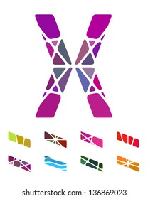 Design abstract rectangle logo element. Crushing pattern. Colorful vector rectangle icons set. You can be used to piece together many letters.