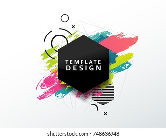 Design abstract  rhombus banner with a geometric background and texture of the spots and pattern. Template for presentation, brochure, flyer with polygonal  diamond frame and particles on backdrop