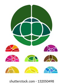 Design abstract round logo element. Crushing semicircular pattern. Colorful semicircular icons set.