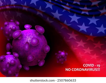 Design with abstract silhouette of coronavirus elements. A sign of coronavirus COVID-2019 in the United States.