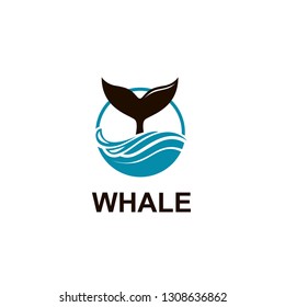 design with abstract symbol of whale and sea wave