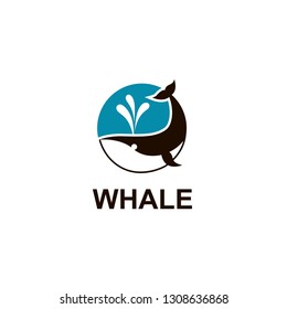 design with abstract symbol of whale and sea wave
