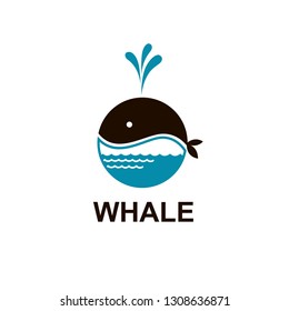 design with abstract symbol of whale and sea wave