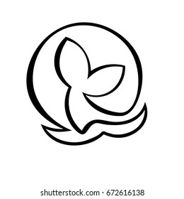 Design with abstract symbol of whale and sea wave. Vector illustration