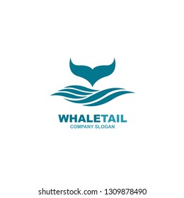 design with abstract symbol of whale tail and sea wave