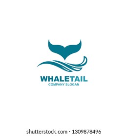 design with abstract symbol of whale tail and sea wave