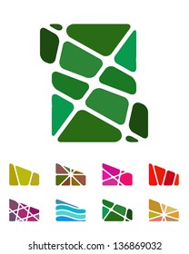 Design abstract trapezoidal logo element. Crushing pattern. Colorful vector trapezoidal icons set.  You can be used to piece together many letters.