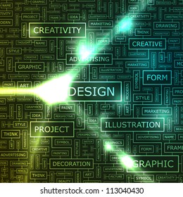 DESIGN. Abstract vector background. Word cloud association concept for business.