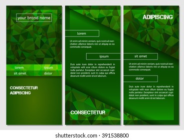 Design Abstract Vector Brochure Template. Flyer Layout, Flat Style, Infographic Elements with triangle pattern.