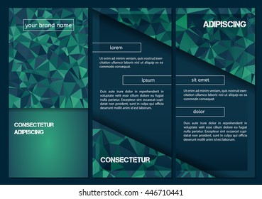 Design Abstract Vector Brochure Template. Flyer Layout, Flat Style, Infographic Elements with triangle pattern.