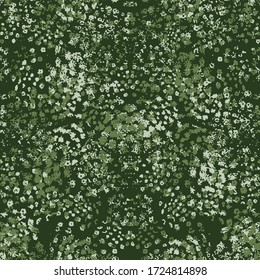 Design of abstract wildflowers. Flowering meadow. Seamless pattern of small light flowers. Floral light green background for textile, fabric, wallpapers, covers, print, decoupage, gift wrap.
