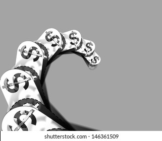 Design Of Advertisement Swirl Pattern Dollar Labels Stickers.