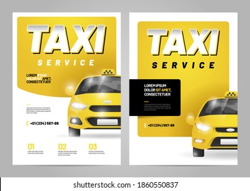 Design for advertising a taxi service. Vector layout with taxi car. Adapt for poster, flyer, banner or social media.