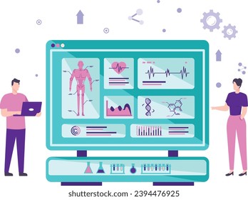 Design aesthetics and humanoid bot development concept, precision manlike appearance construction vector design, robotic science symbol, special purpose machine sign Cyborg robot stock illustration