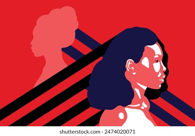 Design of African American girls. Use to publish on social networks banner, card, banner, poster, cover. EPS10
