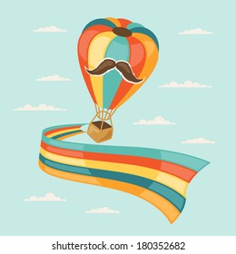 Design with air balloon in hipster style.