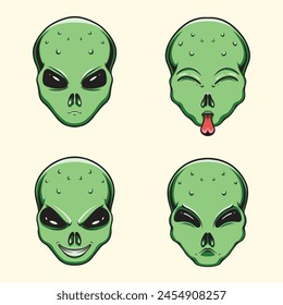 Design Alien green vector art 